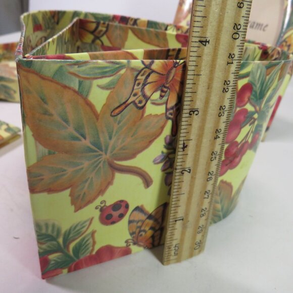 Office Organization set butterfly, ladybug warm colors on cream w gloss finish - Picture 5 of 15